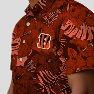 Cincinnati Bengals Jungle Print Hawaiian Shirt, Orange Tropical Beachwear for Fans