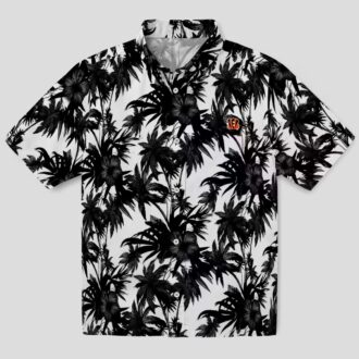 Cincinnati Bengals NFL Aloha Hawaiian Shirt – Black & White Tropical Palm Pattern