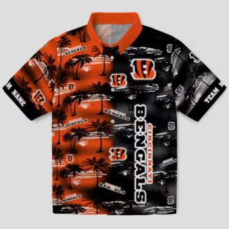 Cincinnati Bengals Orange Hawaiian Shirt – Personalized NFL Aloha Palm Silhouettes Print