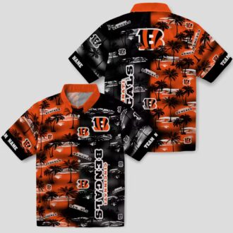 Cincinnati Bengals Orange Hawaiian Shirt – Personalized NFL Aloha Palm Silhouettes Print