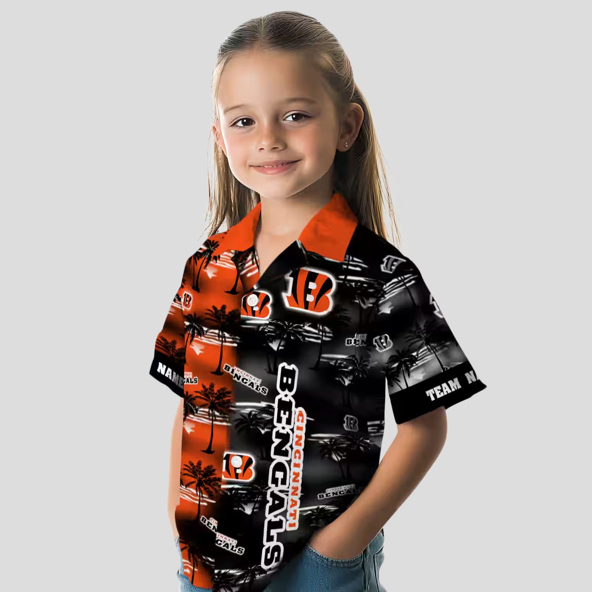 Cincinnati Bengals Orange Hawaiian Shirt – Personalized NFL Aloha Palm Silhouettes Print