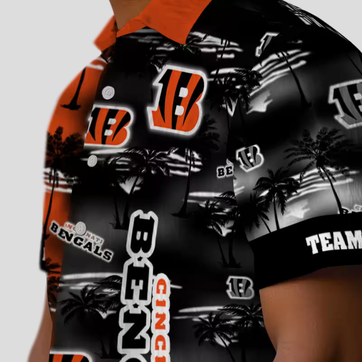 Cincinnati Bengals Orange Hawaiian Shirt – Personalized NFL Aloha Palm Silhouettes Print