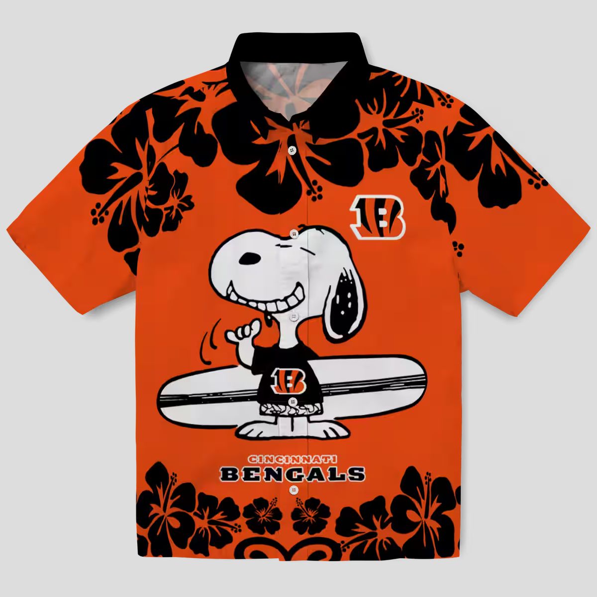 Cincinnati Bengals Snoopy Surf Hawaiian Shirt – Orange White NFL Aloha Button Up Shirt