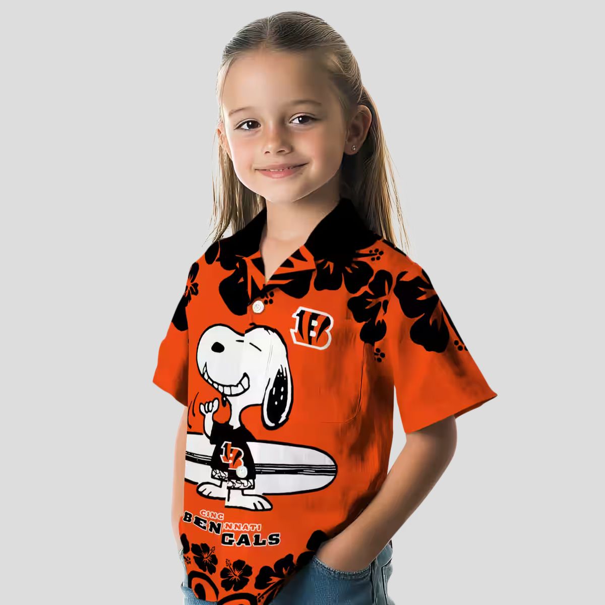 Cincinnati Bengals Snoopy Surf Hawaiian Shirt – Orange White NFL Aloha Button Up Shirt