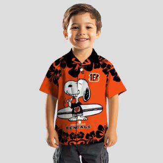Cincinnati Bengals Snoopy Surf Hawaiian Shirt – Orange White NFL Aloha Button Up Shirt