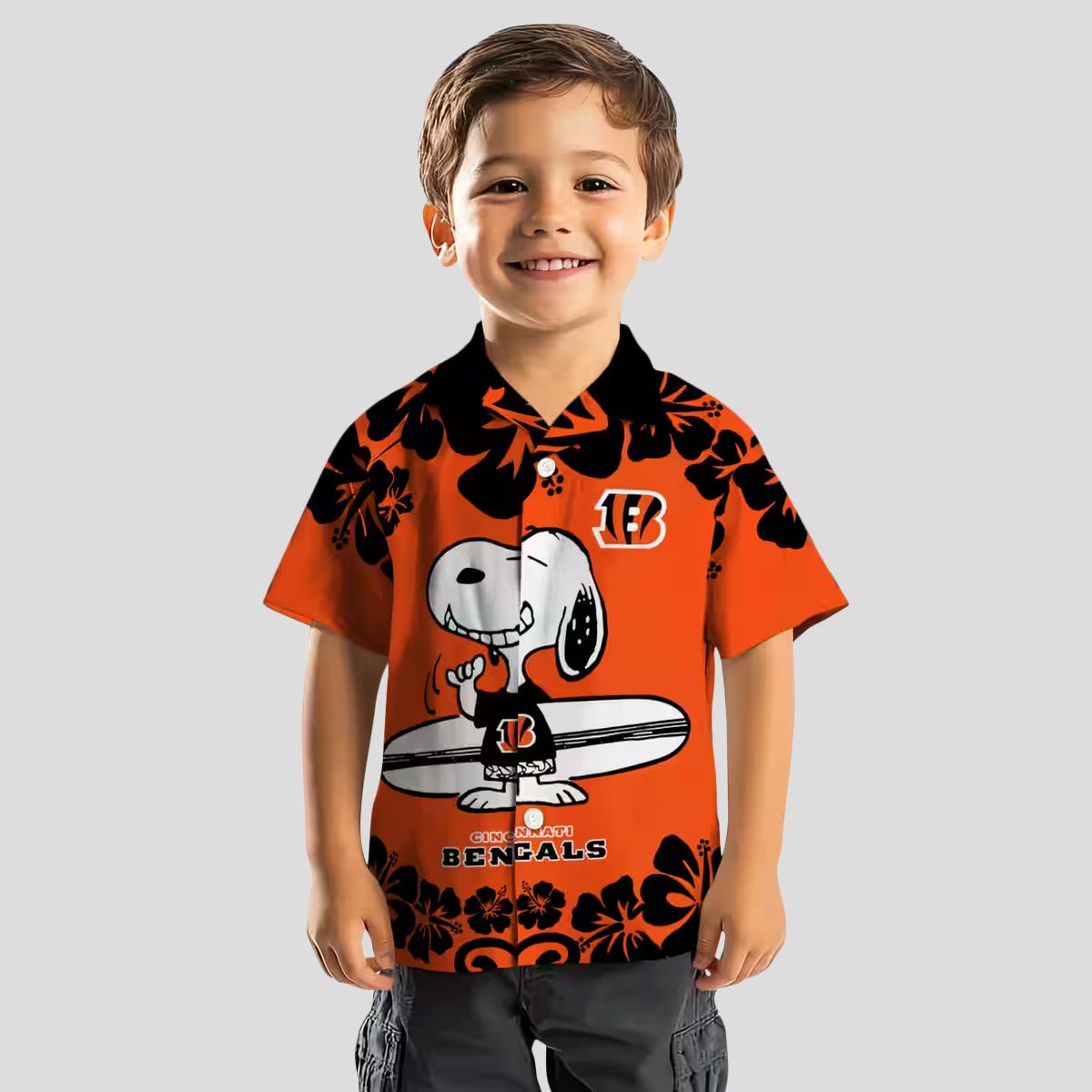 Cincinnati Bengals Snoopy Surf Hawaiian Shirt – Orange White NFL Aloha Button Up Shirt