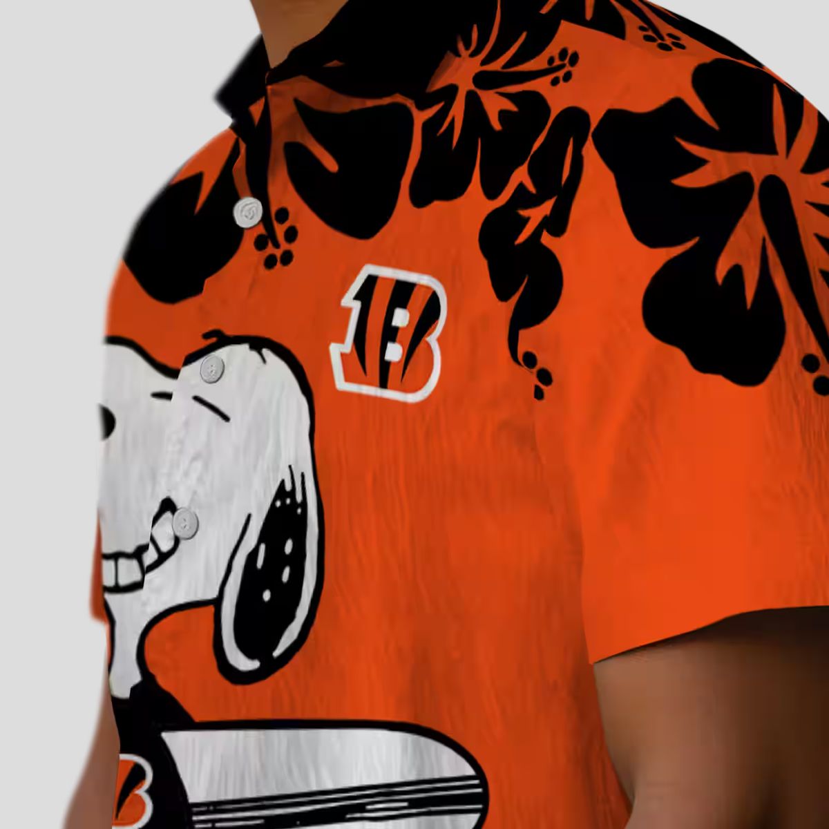 Cincinnati Bengals Snoopy Surf Hawaiian Shirt – Orange White NFL Aloha Button Up Shirt