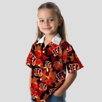 Cincinnati Bengals Summer Beach Game Day Hawaiian Shirt - Floral Toucan Orange Red Print