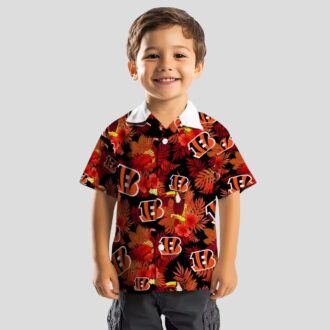 Cincinnati Bengals Summer Beach Game Day Hawaiian Shirt - Floral Toucan Orange Red Print