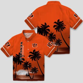 Cincinnati Bengals Sunset Beach Hawaiian Shirt - Orange & Black Aloha Style