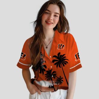 Cincinnati Bengals Sunset Beach Hawaiian Shirt - Orange & Black Aloha Style