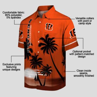 Cincinnati Bengals Sunset Beach Hawaiian Shirt - Orange & Black Aloha Style