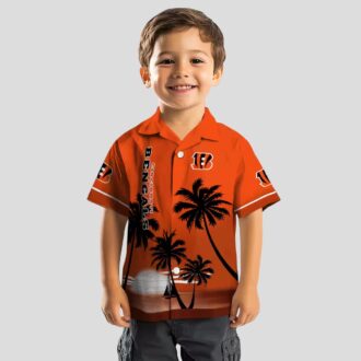 Cincinnati Bengals Sunset Beach Hawaiian Shirt - Orange & Black Aloha Style