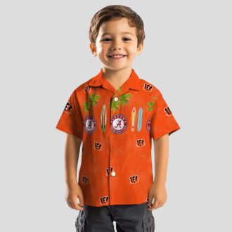Cincinnati Bengals Surfboard & Palm Hawaiian Shirt – Tropical Orange Button Up Shirt