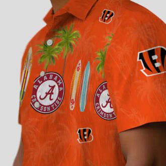 Cincinnati Bengals Surfboard & Palm Hawaiian Shirt – Tropical Orange Button Up Shirt