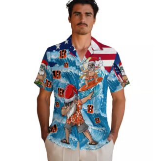 Cincinnati Bengals Surfing Santa Hawaiian Shirt – Tropical Blue Aloha Summer Shirt