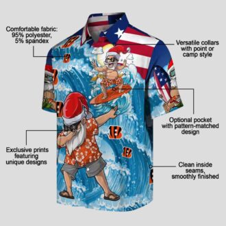 Cincinnati Bengals Surfing Santa Hawaiian Shirt – Tropical Blue Aloha Summer Shirt