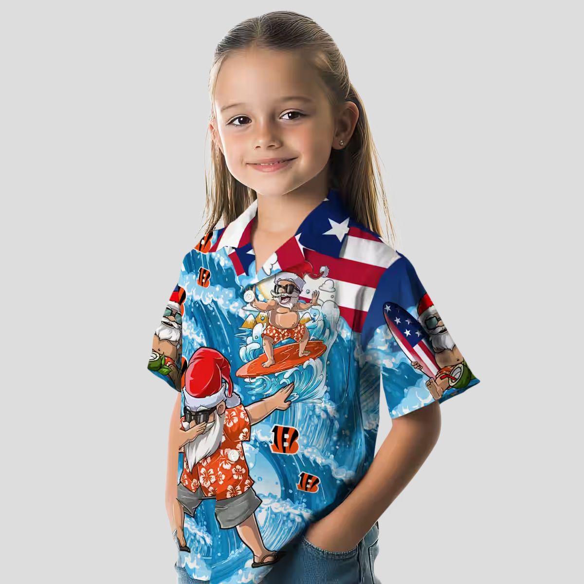 Cincinnati Bengals Surfing Santa Hawaiian Shirt – Tropical Blue Aloha Summer Shirt