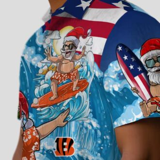 Cincinnati Bengals Surfing Santa Hawaiian Shirt – Tropical Blue Aloha Summer Shirt