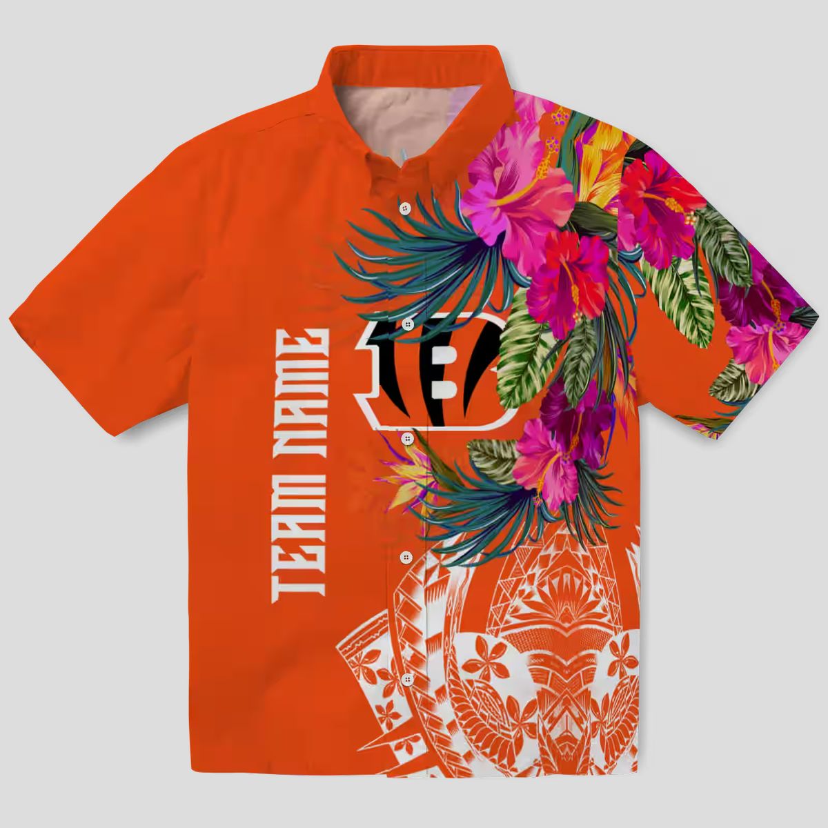Cincinnati Bengals Tropical Aloha Hawaiian Shirt – Floral Polynesian Orange Game Day Shirt