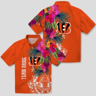 Cincinnati Bengals Tropical Aloha Hawaiian Shirt – Floral Polynesian Orange Game Day Shirt