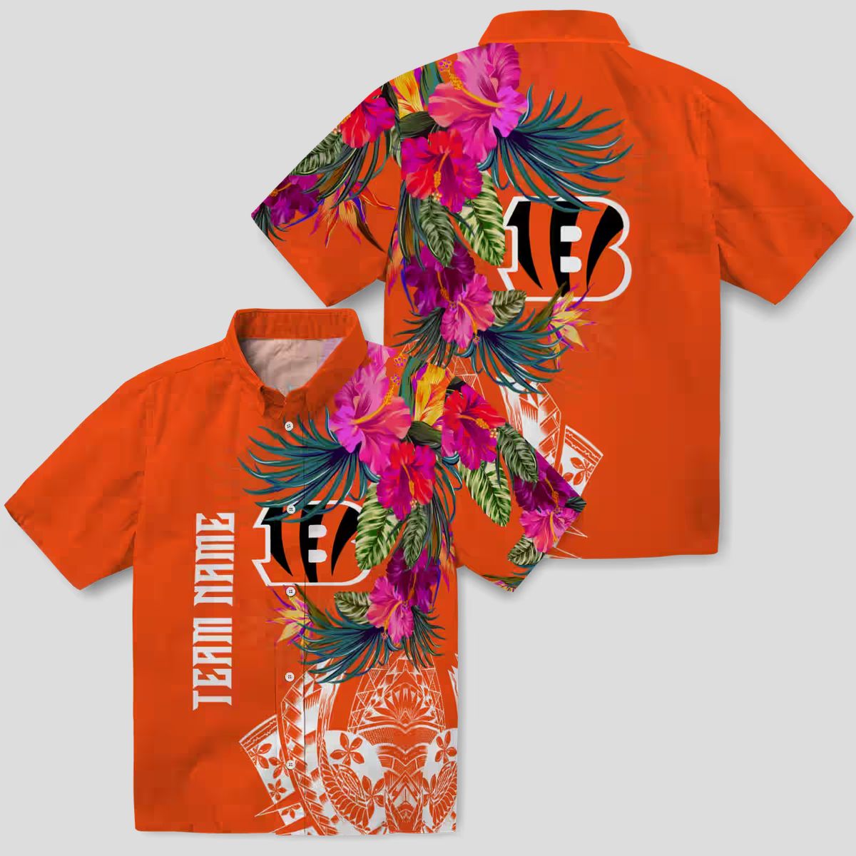Cincinnati Bengals Tropical Aloha Hawaiian Shirt – Floral Polynesian Orange Game Day Shirt
