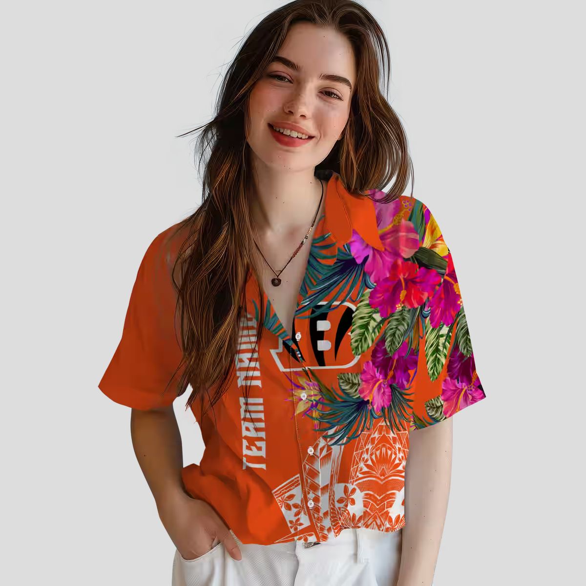 Cincinnati Bengals Tropical Aloha Hawaiian Shirt – Floral Polynesian Orange Game Day Shirt