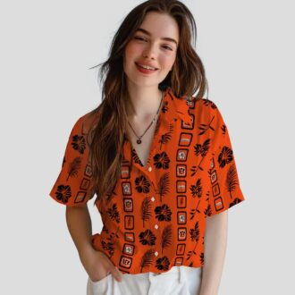 Cincinnati Bengals Tropical Aloha Shirt - Orange Floral Palm Print, Summer Vacation Wear