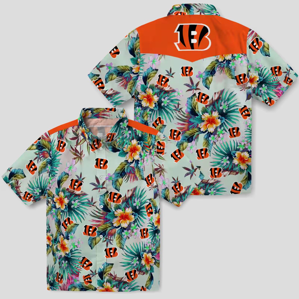 Cincinnati Bengals Tropical Foliage Hawaiian Shirt – Men's Green Aloha Button Up