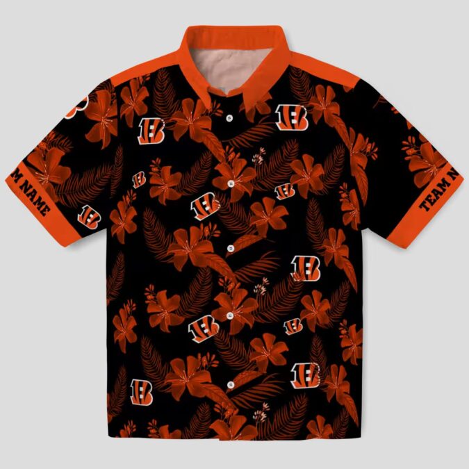 Custom Cincinnati Bengals Black Hawaiian Shirt – Tropical Palm Botanical Print