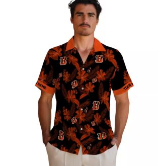 Custom Cincinnati Bengals Black Hawaiian Shirt – Tropical Palm Botanical Print