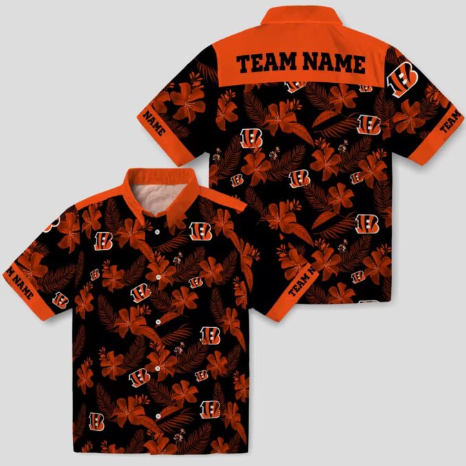 Custom Cincinnati Bengals Black Hawaiian Shirt – Tropical Palm Botanical Print