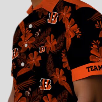 Custom Cincinnati Bengals Black Hawaiian Shirt – Tropical Palm Botanical Print