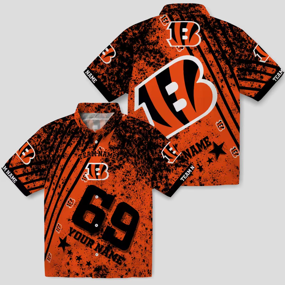 Custom Cincinnati Bengals Hawaiian Shirt – Star Stripes Orange Aloha Apparel