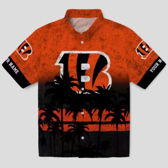 Custom Cincinnati Bengals Sunset Pattern Hawaiian Shirt – Orange & Black Aloha Apparel