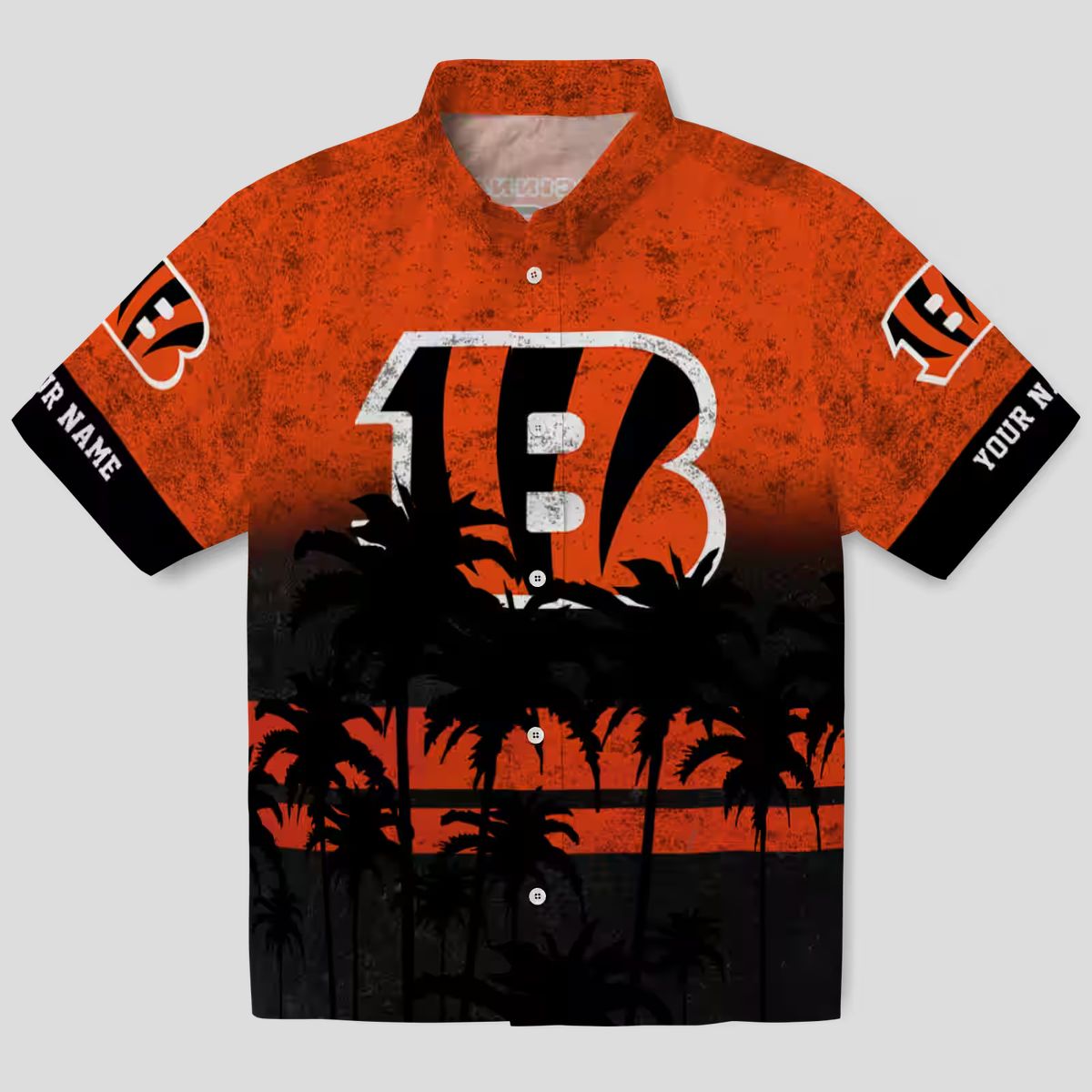 Custom Cincinnati Bengals Sunset Pattern Hawaiian Shirt – Orange & Black Aloha Apparel