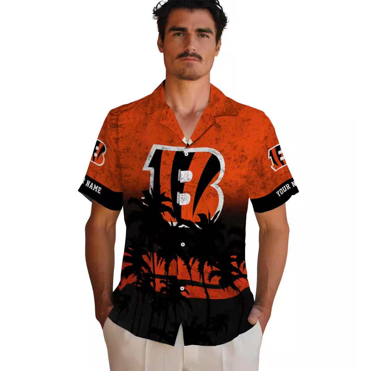 Custom Cincinnati Bengals Sunset Pattern Hawaiian Shirt – Orange & Black Aloha Apparel