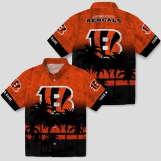 Custom Cincinnati Bengals Sunset Pattern Hawaiian Shirt – Orange & Black Aloha Apparel