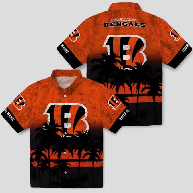 Custom Cincinnati Bengals Sunset Pattern Hawaiian Shirt – Orange & Black Aloha Apparel
