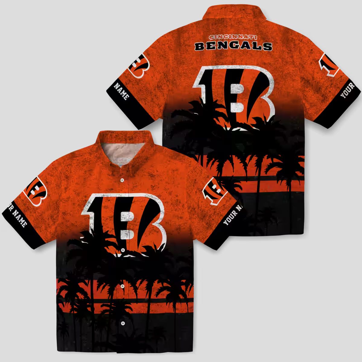 Custom Cincinnati Bengals Sunset Pattern Hawaiian Shirt – Orange & Black Aloha Apparel