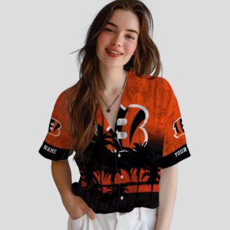Custom Cincinnati Bengals Sunset Pattern Hawaiian Shirt – Orange & Black Aloha Apparel