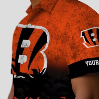Custom Cincinnati Bengals Sunset Pattern Hawaiian Shirt – Orange & Black Aloha Apparel