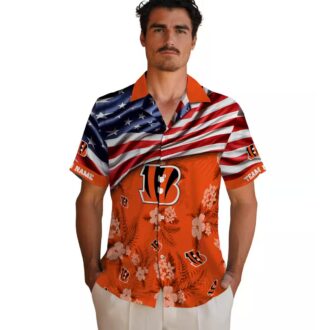 Custom Cincinnati Bengals US Flag Hawaiian Shirt – Tropical Hibiscus Aloha Summer Outfit