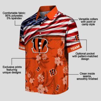 Custom Cincinnati Bengals US Flag Hawaiian Shirt – Tropical Hibiscus Aloha Summer Outfit