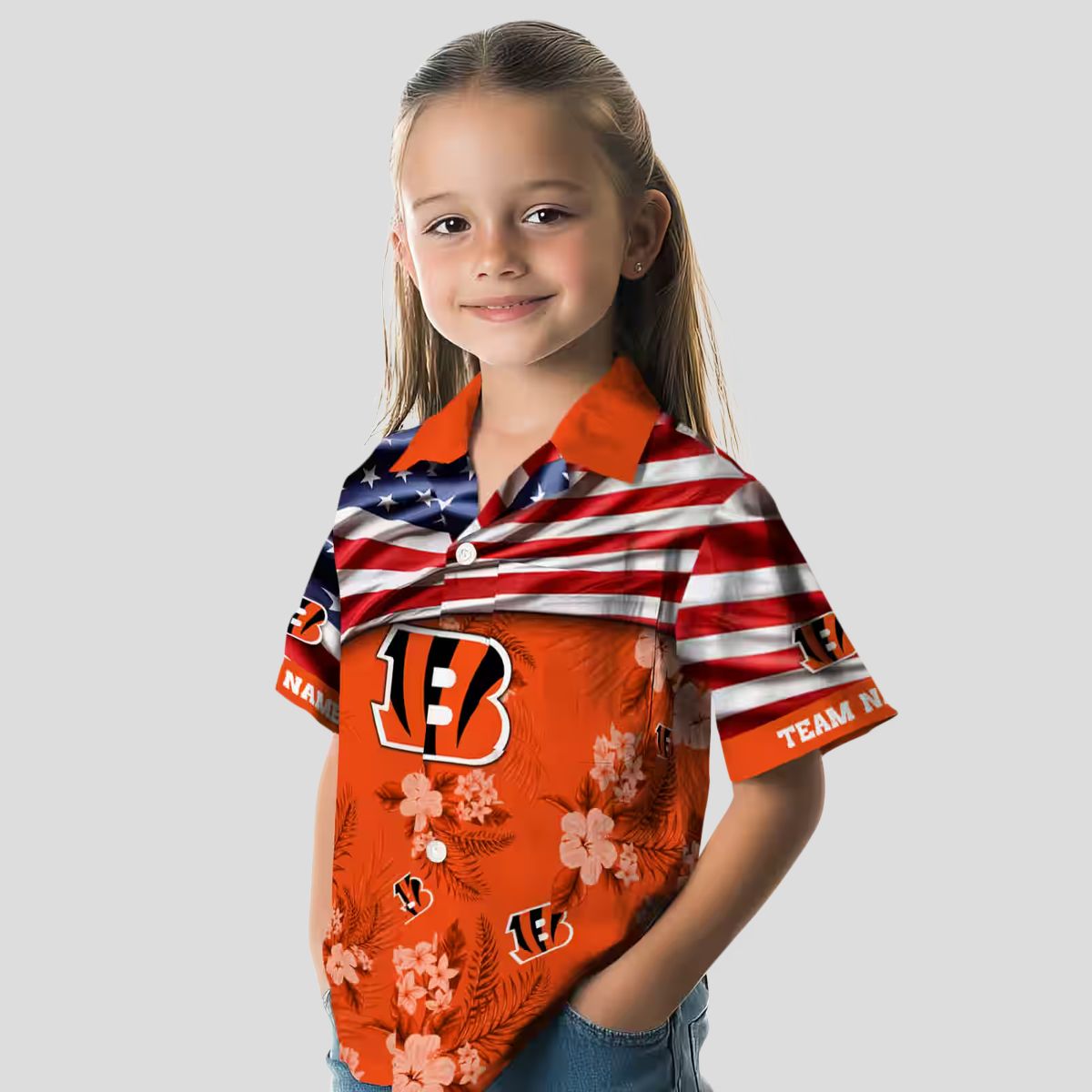 Custom Cincinnati Bengals US Flag Hawaiian Shirt – Tropical Hibiscus Aloha Summer Outfit