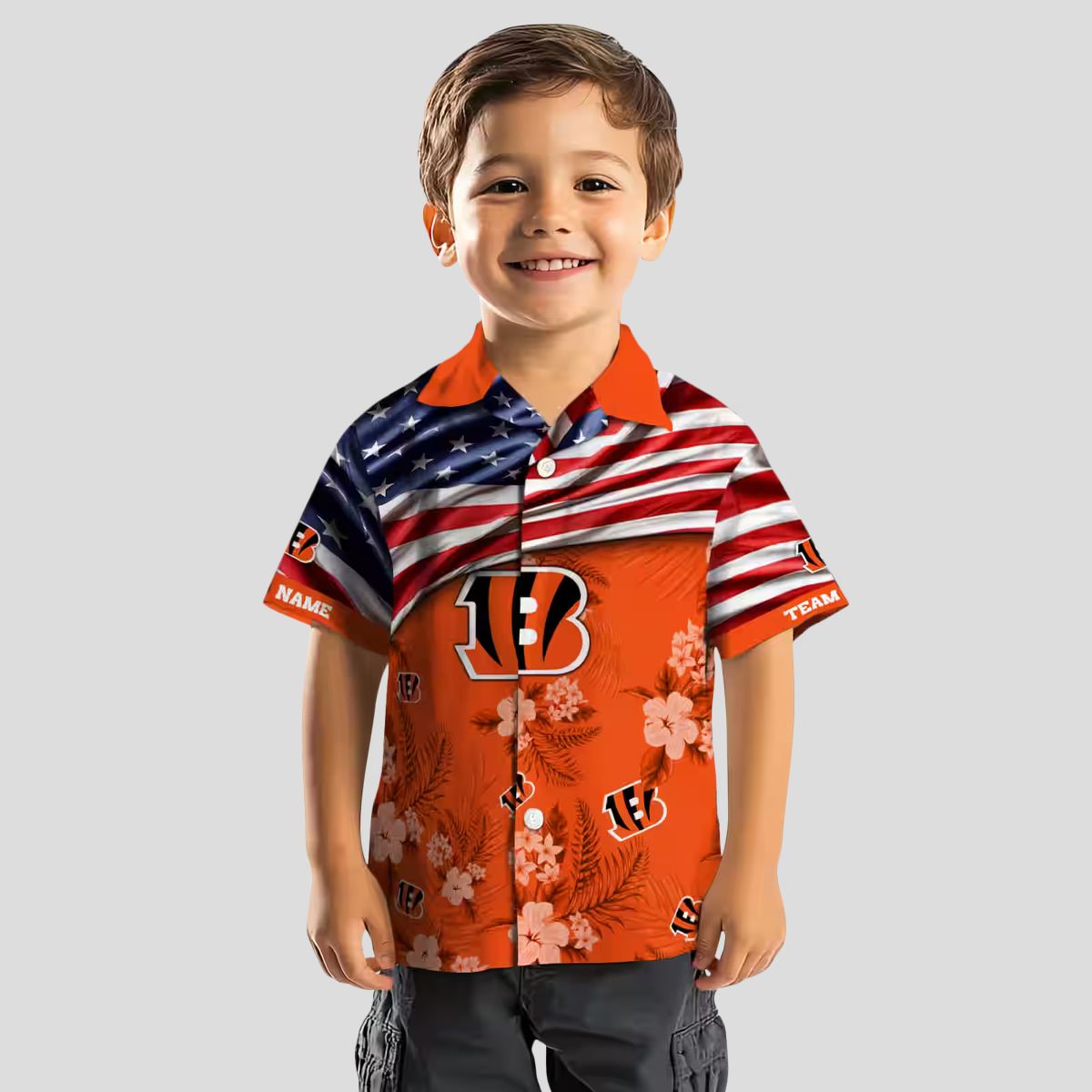 Custom Cincinnati Bengals US Flag Hawaiian Shirt – Tropical Hibiscus Aloha Summer Outfit