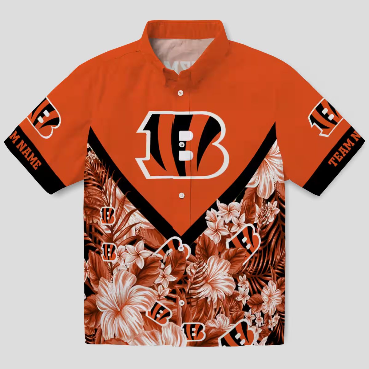 Custom Floral Chevron Cincinnati Bengals Hawaiian Shirt - NFL Aloha Game Day Beachwear