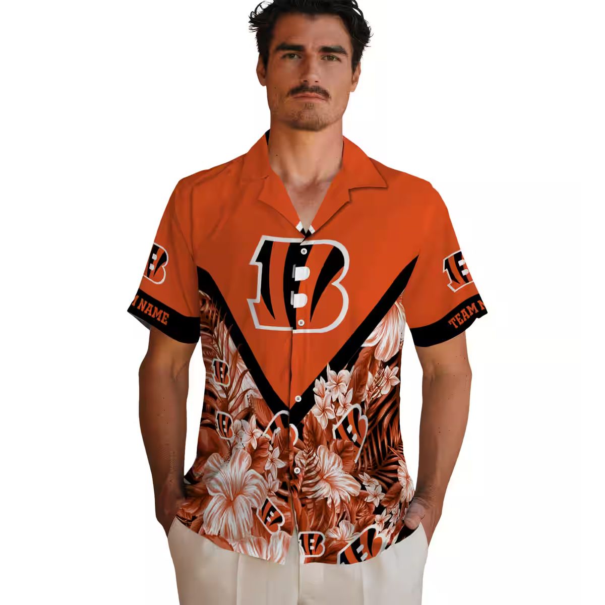Custom Floral Chevron Cincinnati Bengals Hawaiian Shirt - NFL Aloha Game Day Beachwear