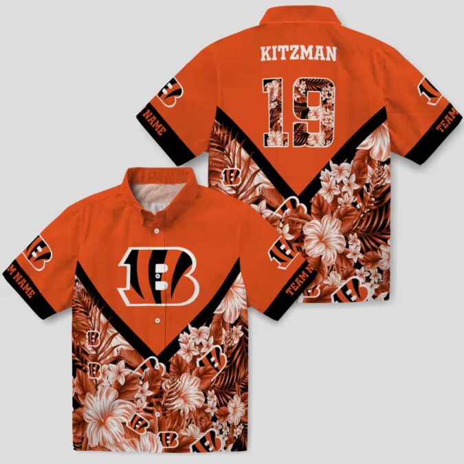 Custom Floral Chevron Cincinnati Bengals Hawaiian Shirt - NFL Aloha Game Day Beachwear