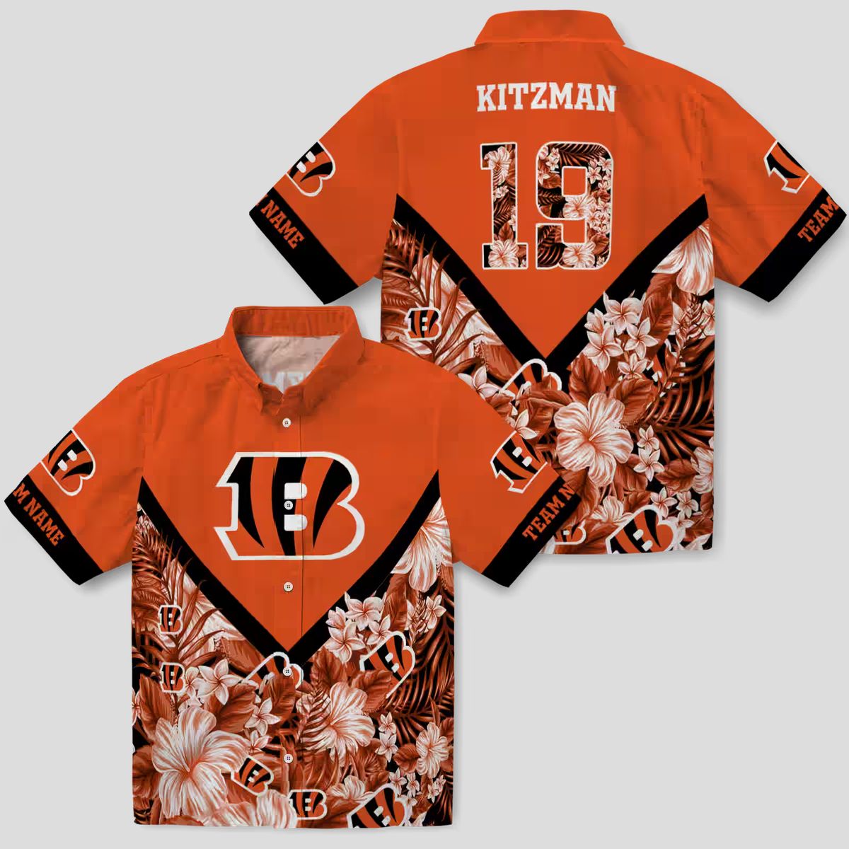 Custom Floral Chevron Cincinnati Bengals Hawaiian Shirt - NFL Aloha Game Day Beachwear